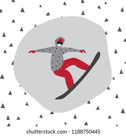 Snowboarder art card, vector