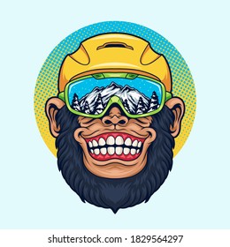 Snowboarder athlete monkey vector illustration
