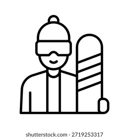 Snowboarder Boy Ilustración vectorial deportiva de invierno, icono de estilo de línea