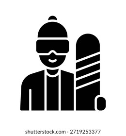 Snowboarder Boy Winter Sport Vector Illustration, Solid Style Icon