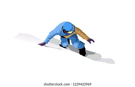 Snowboarder Carving into snow