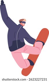 Snowboarder descendo a bordo de ilustração de vetor