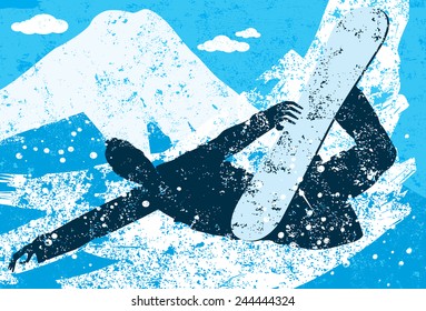 Snowboarder A snowboarder doing a method grab over an abstract background. The snowboarder is on a separate labeled layer from the background.