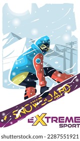
Snowboarder haciendo ilustración vectorial de salto de truco