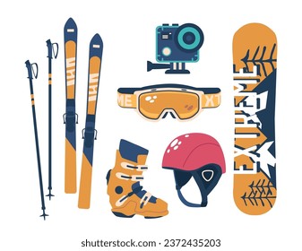 Snowboarder Essentials, Top-Einsteiger-Set. Sturdy Board, Sleek Bindings, Skis, Action Camera, Helm und Goggles