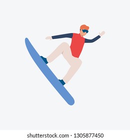 Snowboarder flat icon. Ski mask, guy, man. Activity concept. Can be used for topics like leisure, winter, hobby