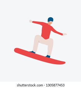 Snowboarder flat icon. Sportsman in helmet, guy, man. Activity concept. Can be used for topics like competition, winter, sport