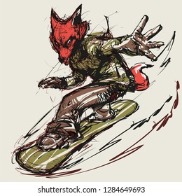 Snowboarder fox sketch