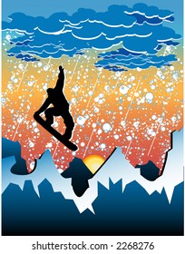 Snowboarder getting big air