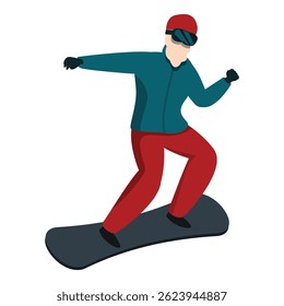 Snowboarder is gracefully gliding down the slopes, showcasing the thrill and excitement of winter sports