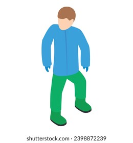 Snowboarder icon isometric vector. Faceless standing athlete man in winter gear. Winter sport, hobby, active recreation