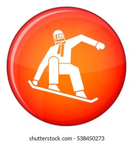 Snowboarder icon in red circle isolated on white background vector illustration