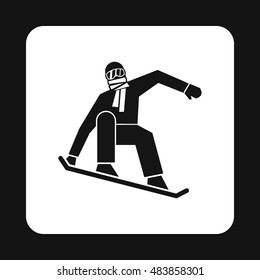 Snowboarder icon in simple style isolated on white background. Sport symbol vector illustration