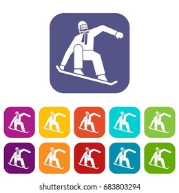 Snowboarder icons set