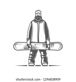 Snowboarder isolated on white background. Vector illustration