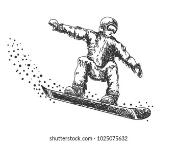 Snowboarder isolated on white background.Vector illustration.