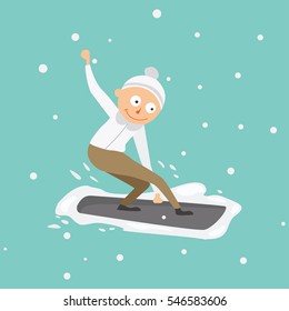 Snowboarder jump vector.