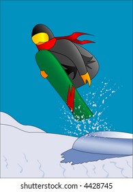 Snowboarder jumping