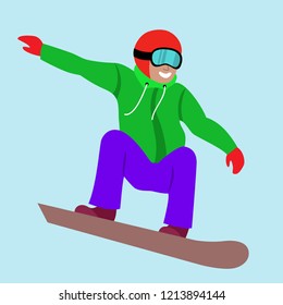 snowboarder jumping cheerful