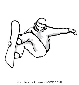 Snowboarder jumping. Cool air pose.