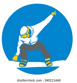 Snowboarder jumping. Cool air pose.