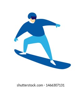 Snowboarder jumping man. Stylized illustration of winter sport.