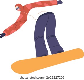Snowboarder jumping on desk vector illustration