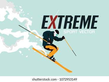 Snowboarder jumping vector illustration. Extreme sport concept.