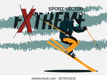 Snowboarder jumping vector illustration. Extreme sport concept.