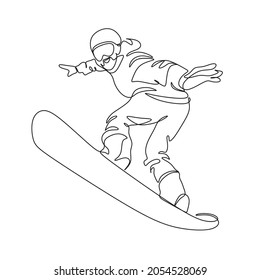 Snowboarder line vector illustration. Sport concept