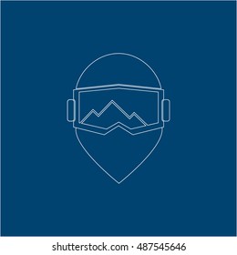 snowboarder mask goggles flat design