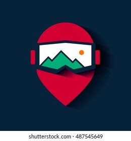 snowboarder mask goggles flat design