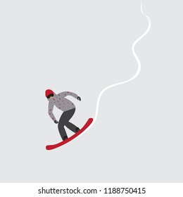Snowboarder in the mountains, vector