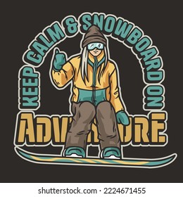 Snowboarder on a snowy mountain. Winter season extreme active sport. Emblem about snowboarding