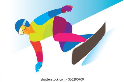 Snowboarder on the track for snowboarding