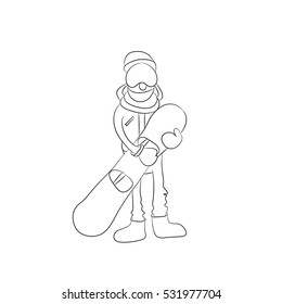 Snowboarder on white background. flat style. It is simple to use it with any background. Useful for coloring book.