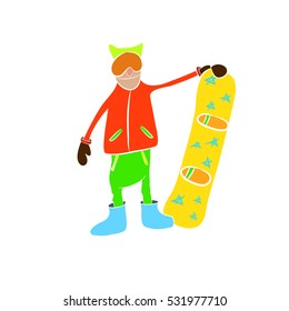 Snowboarder on white background. flat style. It is simple to use it with any background.