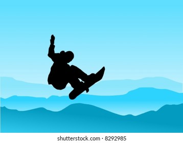 snowboarder over the mountains