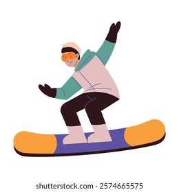 snowboarder riding and jumping isolated