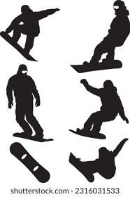 Snowboarder Set vectors, Snowboarding Vectors Set