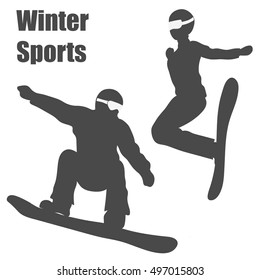 Snowboarder silhouette.