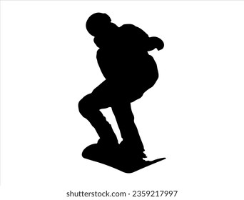 Snowboarder silhouette vector art white background