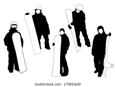 Snowboarder silhouettes