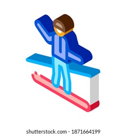 Snowboarder Slalom Icon Vector. Isometric Snowboarder Slalom Sign. Color Isolated Symbol Illustration