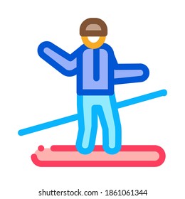 Snowboarder Slalom Icon Vector. Snowboarder Slalom Sign. Color Symbol Illustration