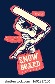 Snowboarder jugando a mano. Ilustración vectorial de carácter deportivo de invierno extremo.