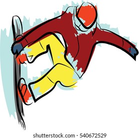 Snowboarder vector drawing