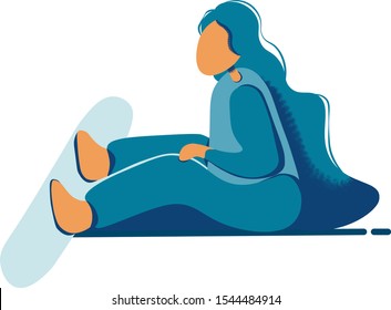 Snowboarder women in flat style. Winter sport girl. Holiday vacantion icon.