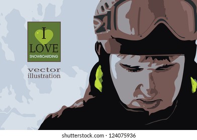 Snowboarders in action, winter sports vector illustration