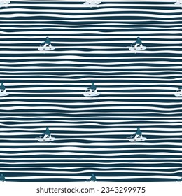 Snowboarders on the slope. Winter sports seamless pattern. For fabric design, textile print, wrapping paper, cover. Vector illustration